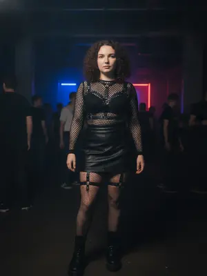 Модель на техно-вечеринке