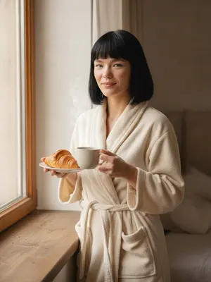 Утренний кофе с круассаном