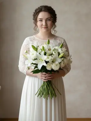 Элегантная женщина с букетом