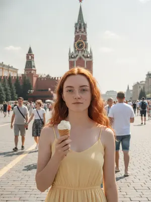 Молодая женщина на площади