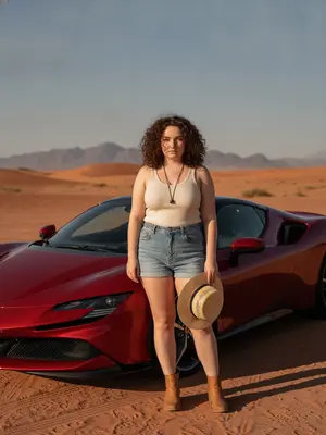 Модель и красный Ferrari