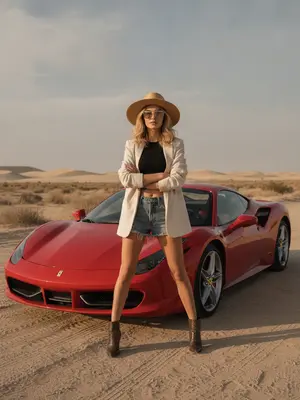 Модель у красного Ferrari