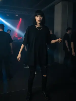 Модель на техно-вечеринке