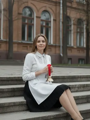Девушка на школьной лестнице