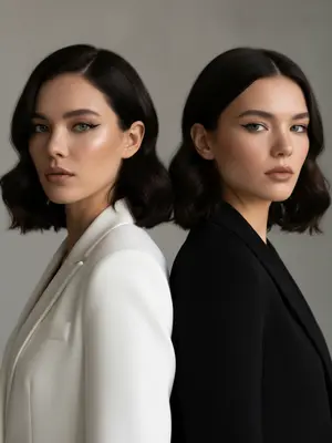 Изображение создано в стиле «High-End Fashion Editorial» или «Business Chic», передающем элегантность, строгость и профессионализм. Модель в одежде высокого качества позирует перед камерой. На ней стильный наряд, подчеркивающий ее изящные черты. Взгляд модели уверенный и притягательный, она легко и непринужденно демонстрирует образ. Акцент делает макияж, подчеркивающий красоту и естественность лица. Фон сдержанный, но стильный, не отвлекающий внимание от модели. Атмосфера насыщена атрибутами роскоши и делового стиля, создавая впечатление высокой моды и профессионального подхода.