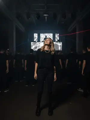 Модель на техно-вечеринке