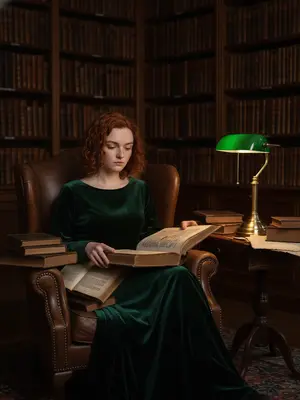 Модель среди книг