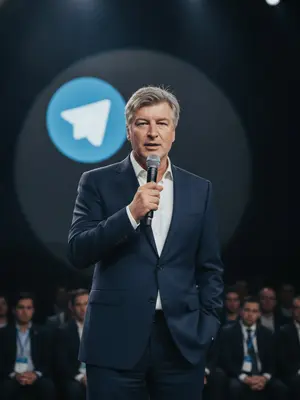 Спикер в синем костюме