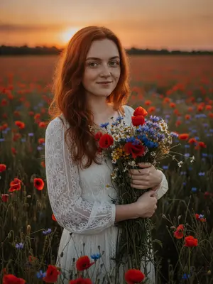 Закат с цветами