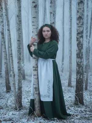 Девушка среди берез