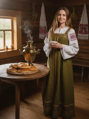 Молодая женщина у стола