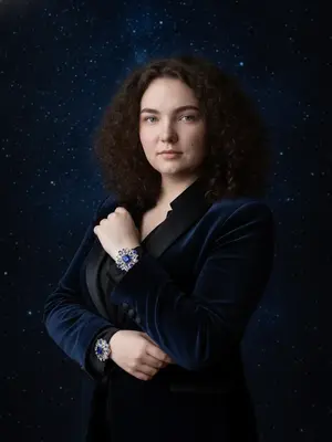 Модель на звездном фоне