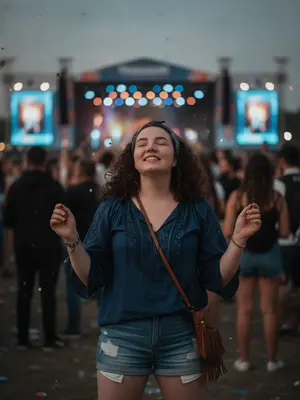 Женская модель на концерте