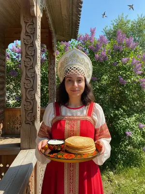 Женщина в красном сарафане