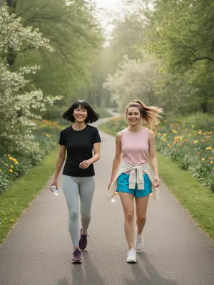 Улыбающиеся девушки в парке
