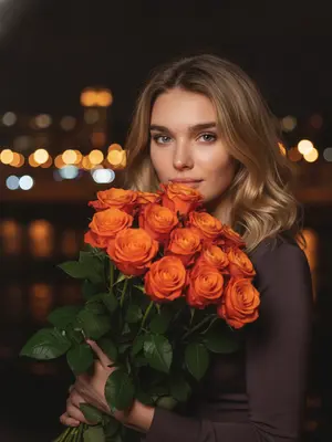Яркая женщина с розами