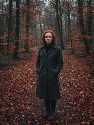 Человек в плаще на тропинке
