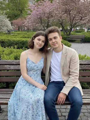 Уютная пара в парке