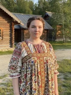 Женщина на фоне Тальцов
