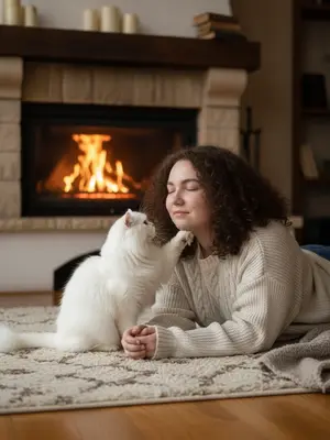 Уютная женщина с котом