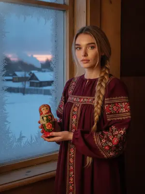 Девушка у заиндевелого окна