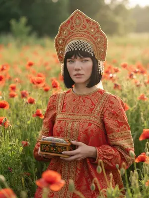 Женщина в алом сарафане
