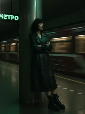Женщина на платформе метро