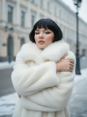 Женщина в белой шубе