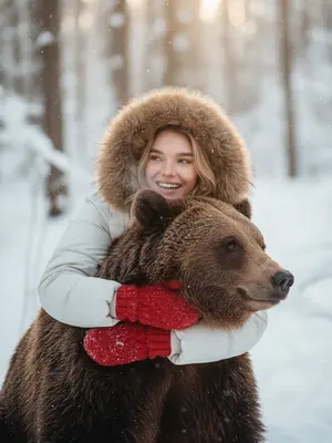 Женщина и медведь