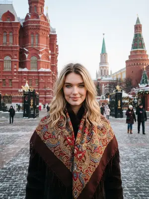 Женщина в русском платке