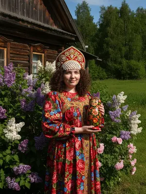 Русская красавица в сарафане