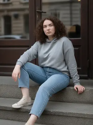 Женщина на ступеньках