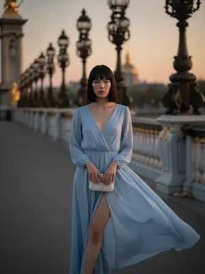 Элегантная женщина на мосту