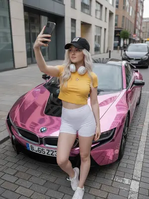 Молодая женщина с BMW