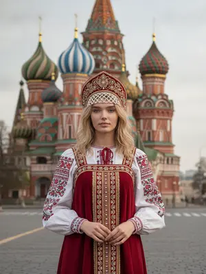 Модель в традиционном сарафане