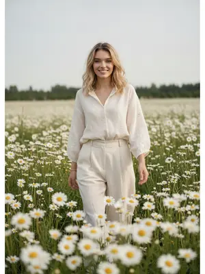 Улыбающаяся женщина в цветах