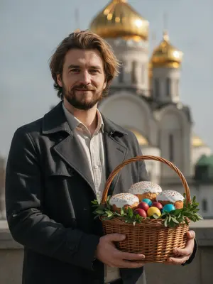 Мужчина с куличами