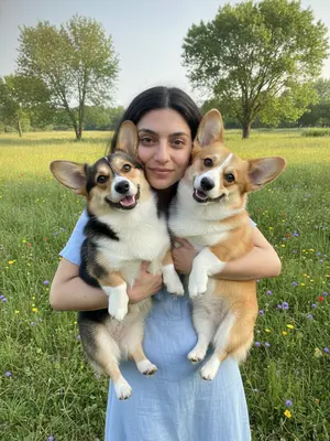 Женщина с корги
