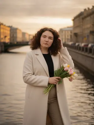 Девушка с тюльпанами