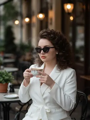 Элегантная женщина на террасе