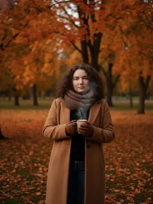 Осенний человек с чашкой