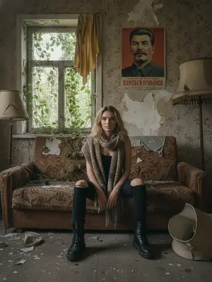 Модель на старом диване
