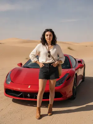 Модель у красного Ferrari