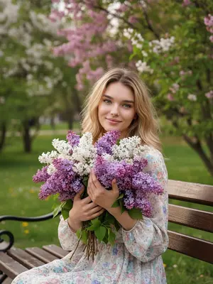 Женщина с сиренью