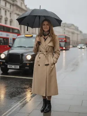 Модель в тренче в Лондоне