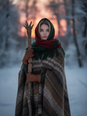 Женщина в зимнем лесу