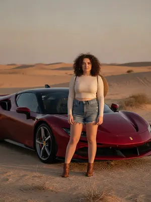 Модель у красного Ferrari