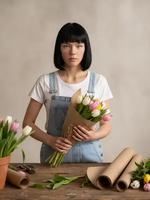 Флорист в комбинезоне
