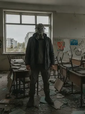 Мужчина в респираторе