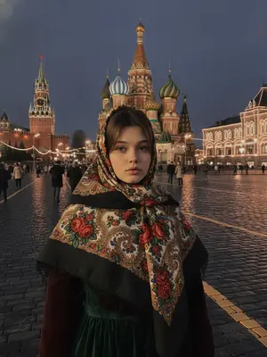 Женщина в платке на Красной площади